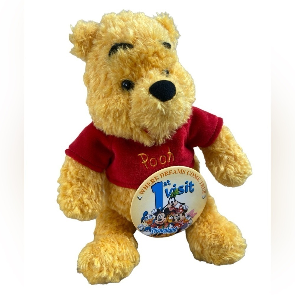 Disney Parks Winnie‎ the Pooh Stuffed Animal w/1st Visit Disneyland Pin